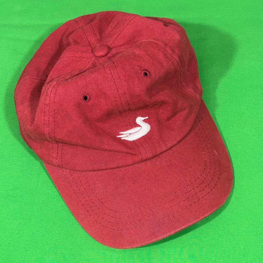 Southern Marsh Red Strapback Hat 100% Cotton with Genuine Leather Strap